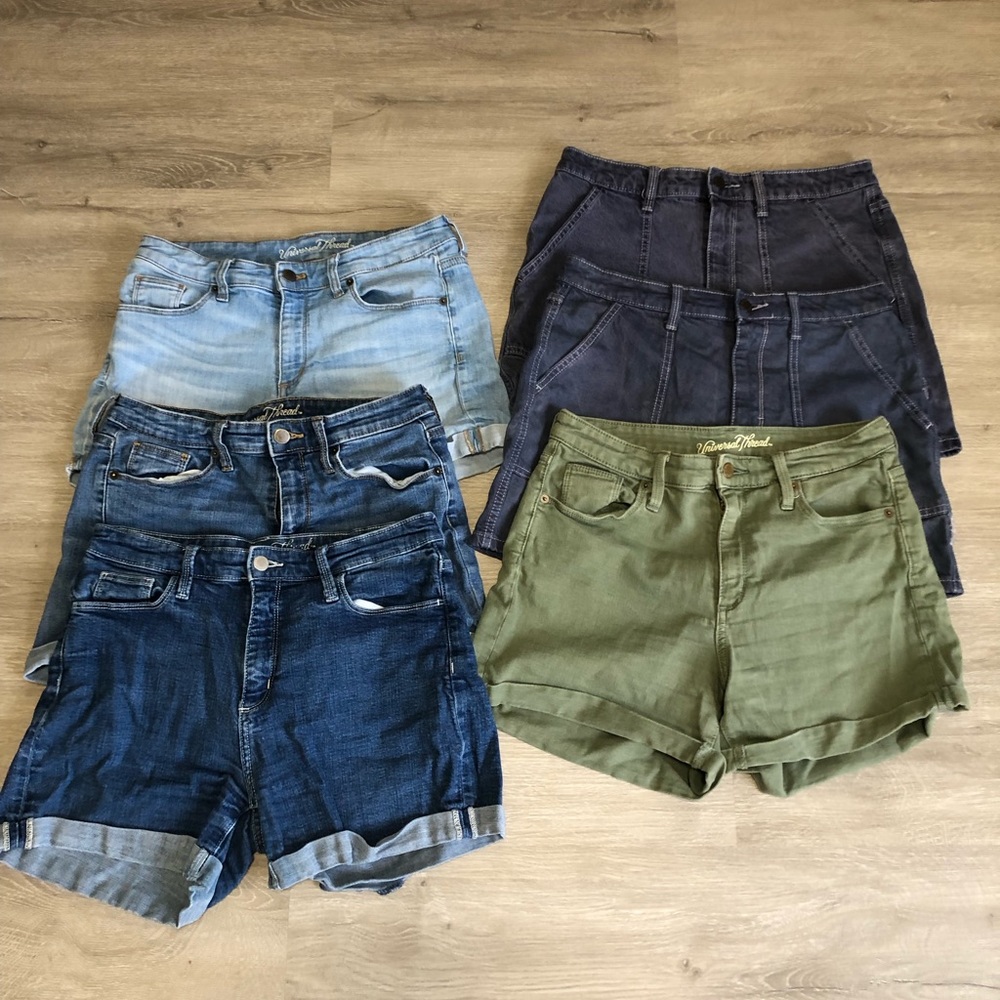 Lot 6 pairs of Universal Thread Jean shorts. 2 pairs on the top right r ooak